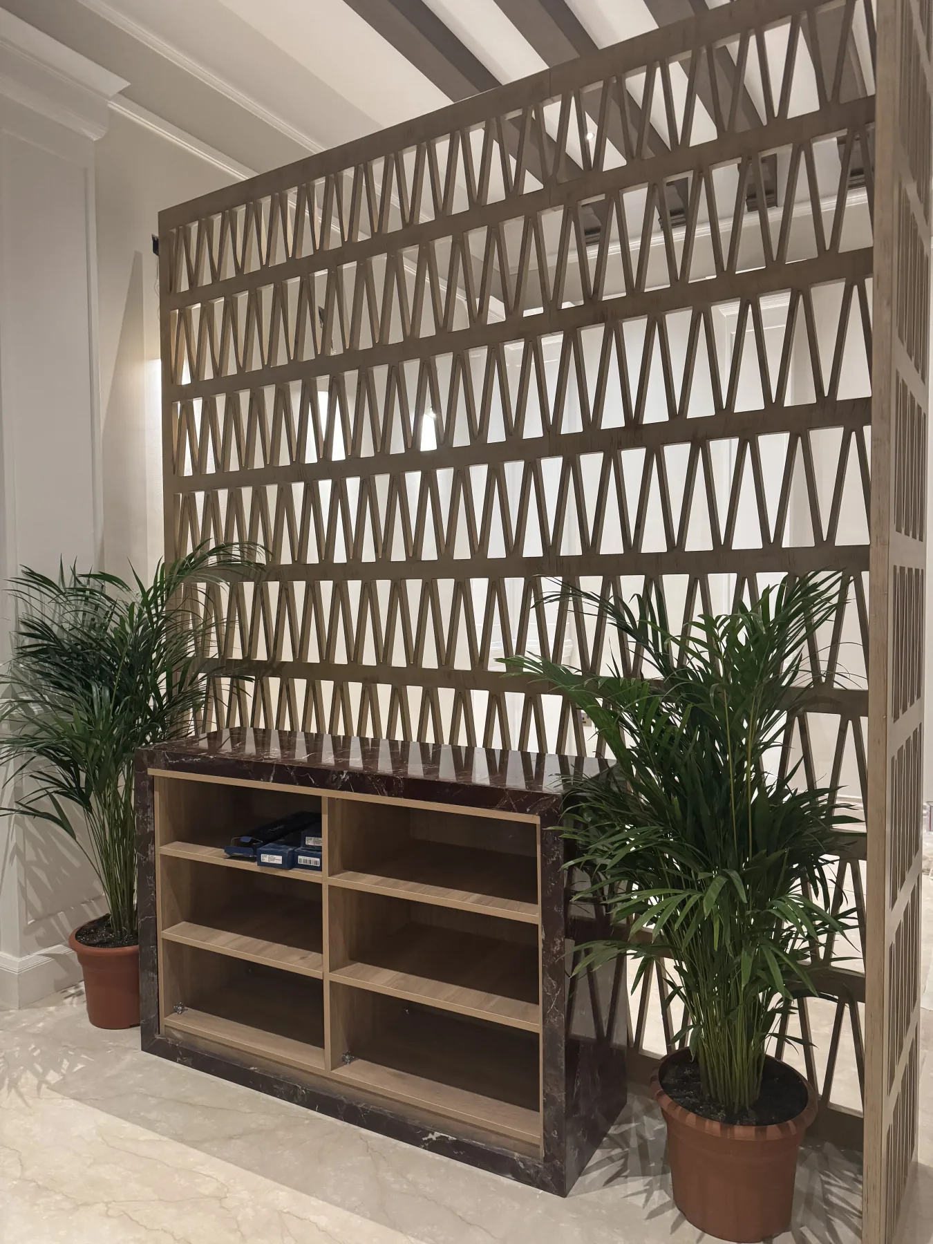 Bespoke timber screen and custom console during execution